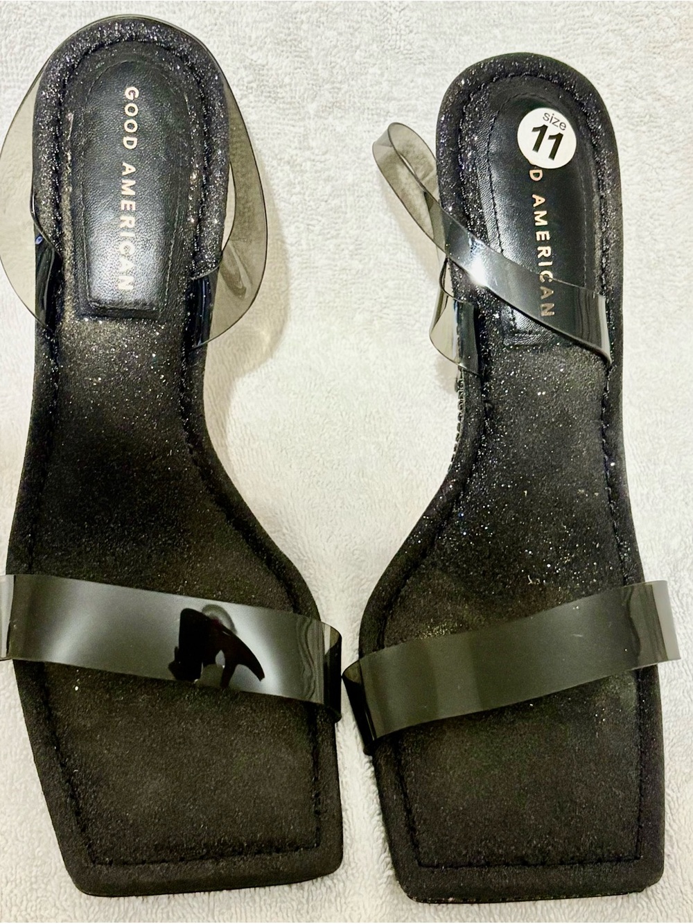 Good American Black Clear-Strap Stiletto Sandals - Picture 2 of 3
